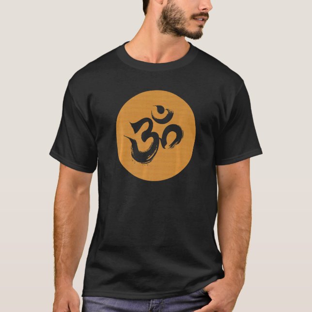 T-shirt Woodgrain Om Hindu Symbol   (Devant)