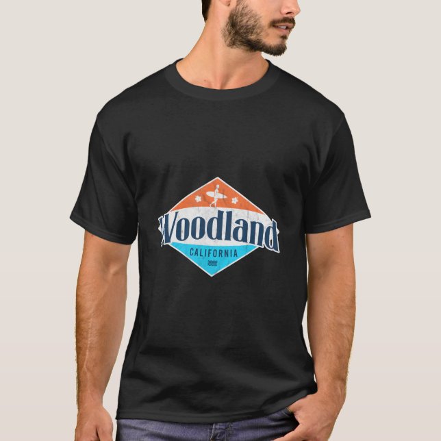 T-shirt Woodland California Beach Flag Surf Ca (Devant)