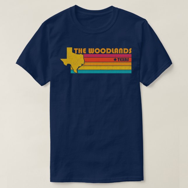 T-shirt Woodlands Texas Vintage Souvenir désorganisé (Design devant)