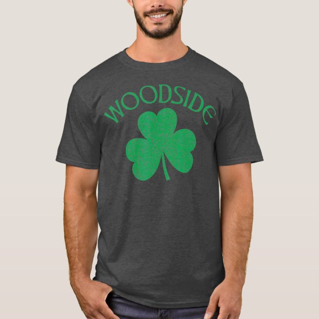 T-shirt Woodside Queens NY Shamrock irlandais désorganisé (Devant)