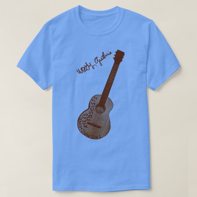 T-shirt Woody Guthrie Cette machine tue la guitare fascist (Design devant)