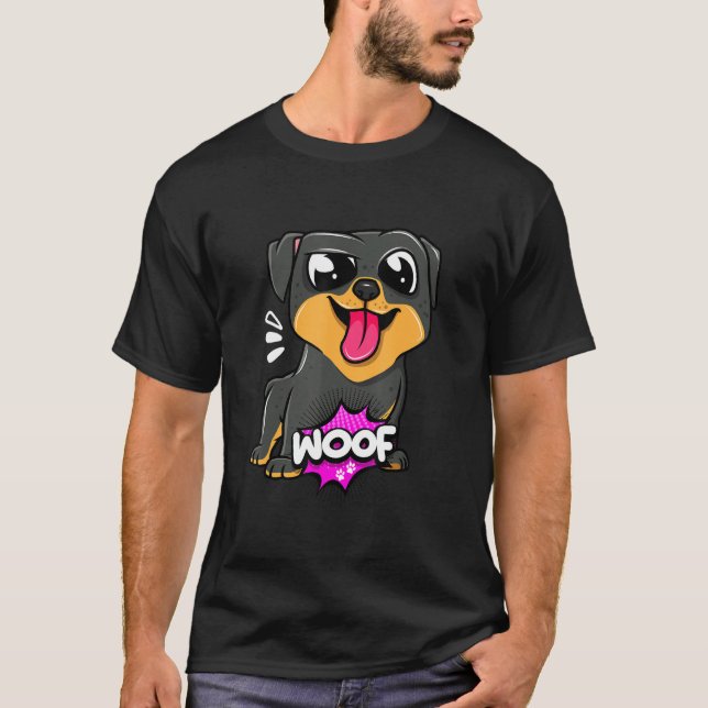 T-shirt Woof Dog Design Cute and Funny (Devant)