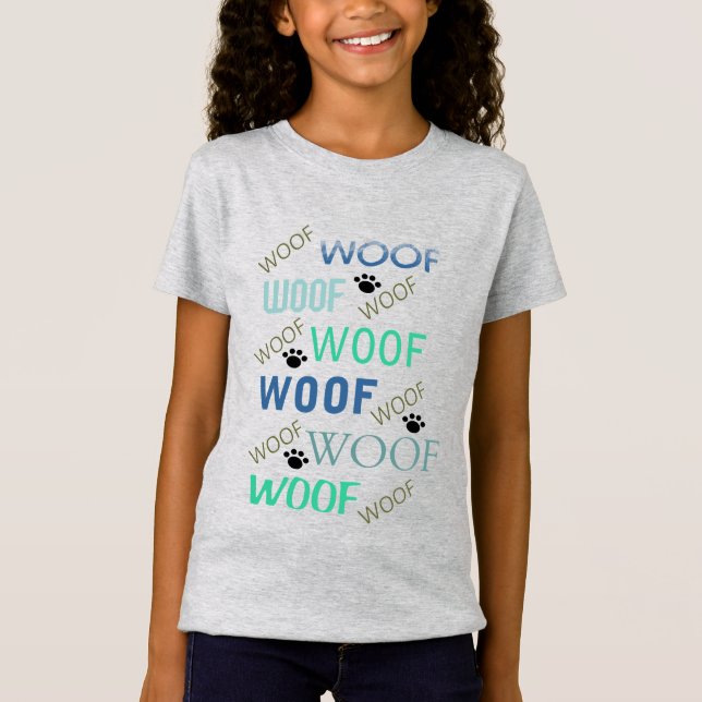 T-Shirt WOOF Tout Le Long Avec Pâtes Filles Tee (Devant)
