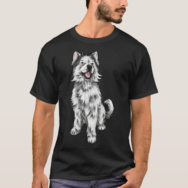 T-shirt Woolen Husky Cute Dog Art (Devant)
