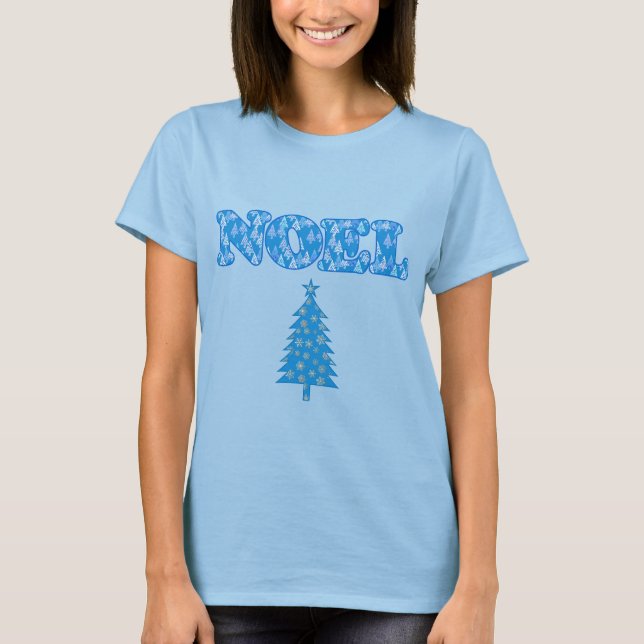 T-shirt Word Art - Noel avec Arbres Bleu clair (Devant)