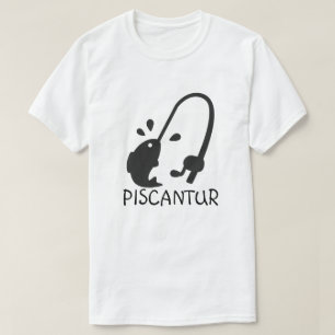 T-shirt Word en latin : piscantur et pôle de pêche