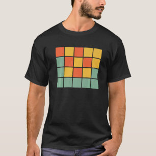 T-shirt Word Games Retro Orange Bleu Jaune Carrés Pour Ha