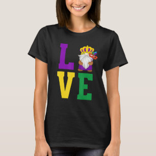 T-shirt Word L O V E Love Gnome Couronne Masque Mardi Gras