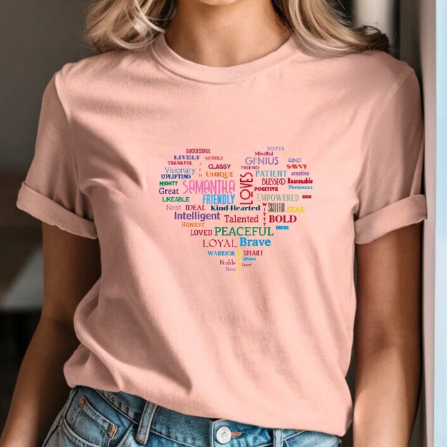 T-shirt Word personnalisé Art Heart Keepsaké ajouter Vos p (Créateur téléchargé)