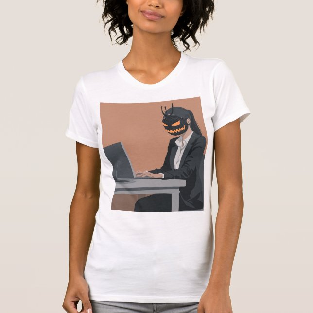 T-shirt Work Till You Drop – Skeleton Office Humor Hallowe (Devant)