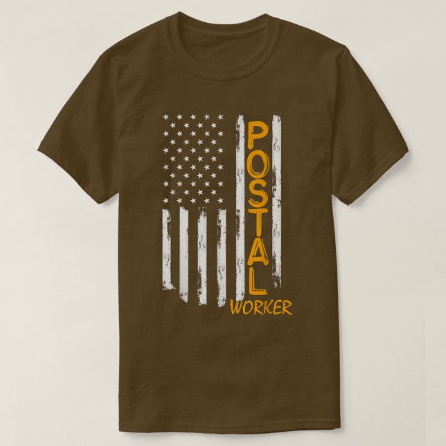 T-shirt Worker American Distressed Flag US Postal Service  (Design devant)