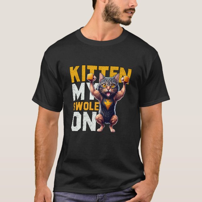 T-shirt Workout Kitten My Swole On Workout Retro Cat  1 (Devant)