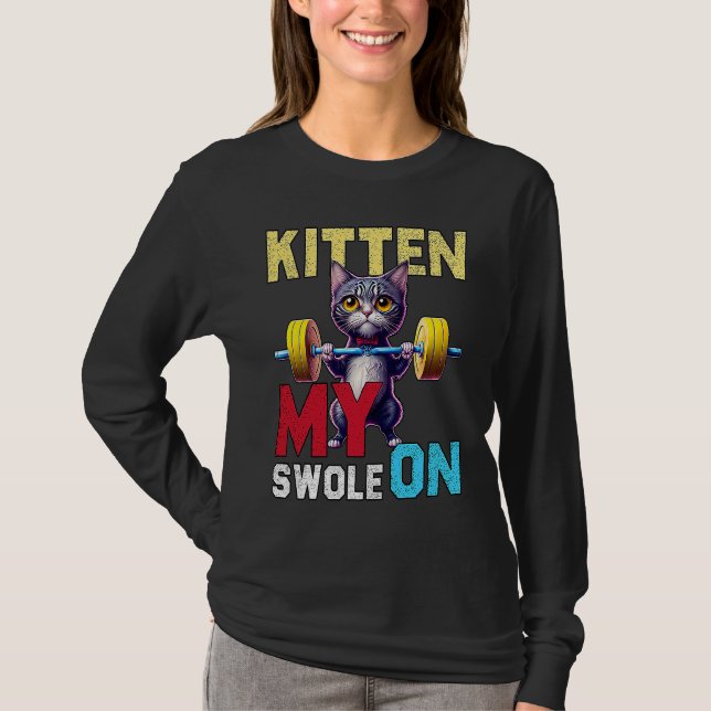 T-shirt Workout Kitten My Swole On Workout Retro Cat   2 (Devant)
