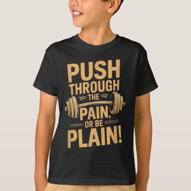 T-shirt Workout Motivation Quote - Puhrough The Pain  (Devant)