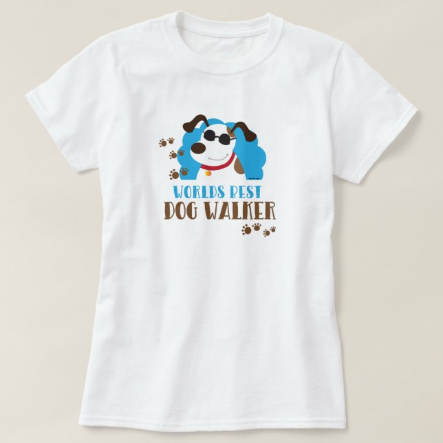 T-Shirt World Best Dog Walker - Blanc (Design devant)