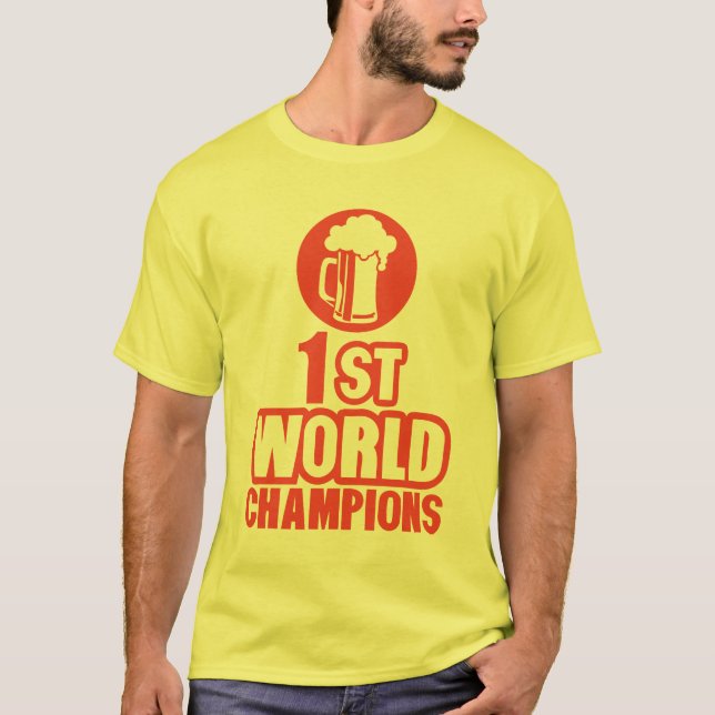 T-shirt world champions alcool biere logo humour (Devant)
