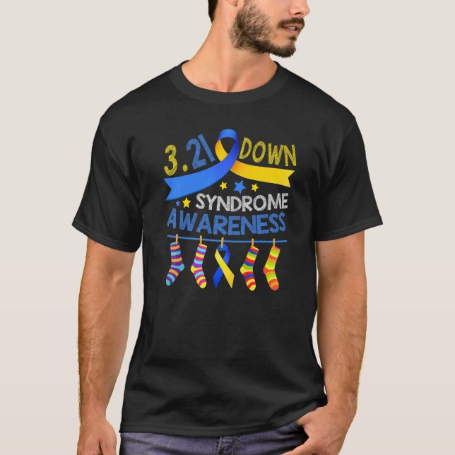 T-shirt World Down Syndrome Day Awareness Ribbon Tee Chaus (Devant)