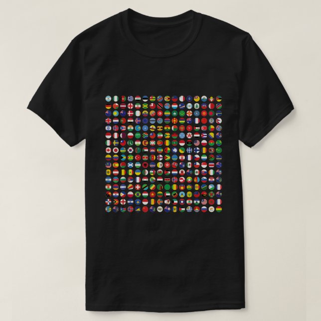T-shirt World Flags Cool Travel 256 Flag International Lea (Design devant)