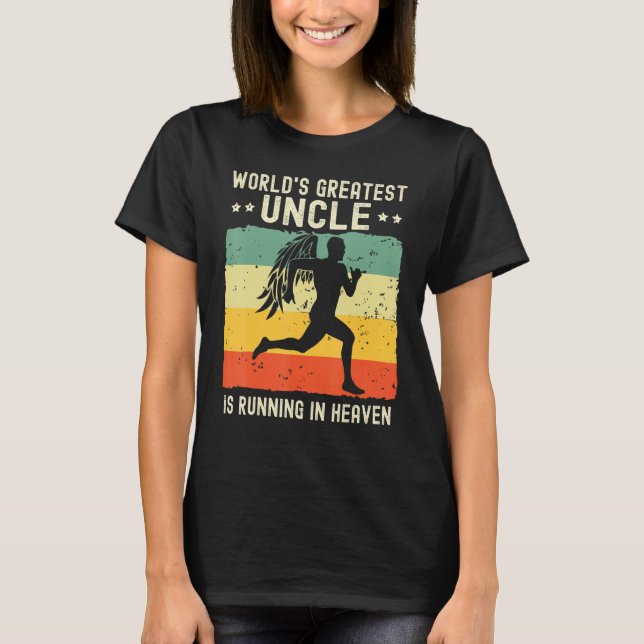 T-shirt World Greatest Uncle Running in Heaven Family Memo (Devant)
