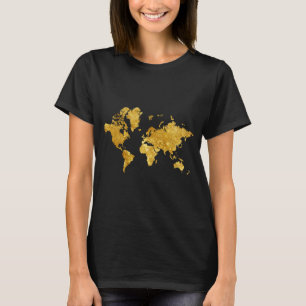 T-shirt World map Travel Gold Tourist