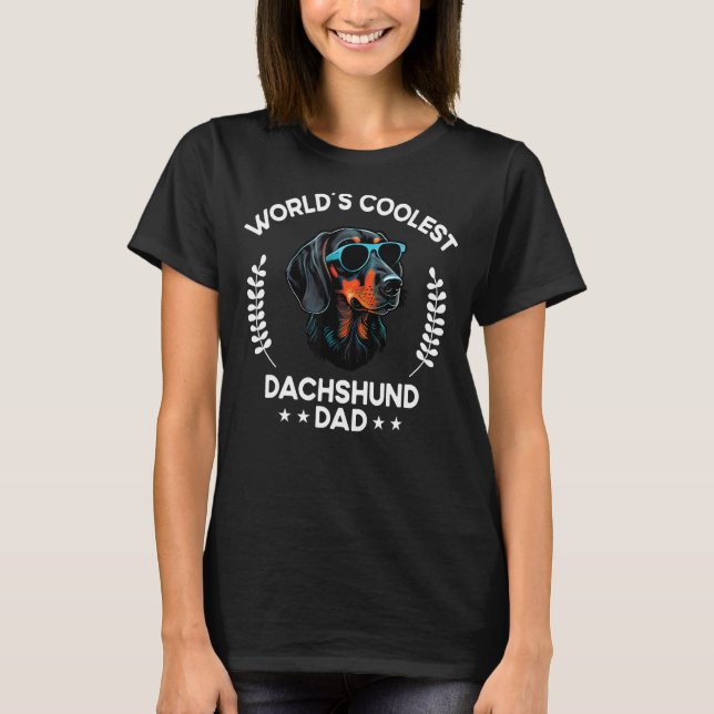 T-shirt World s Coolest Dog Dad Papa  Men Dachshund (Devant)