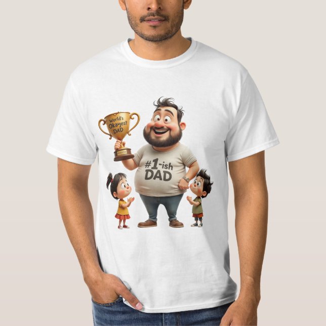 T-shirt World’s Okayest Dad – Funny Cartoon Father’s Day  (Devant)