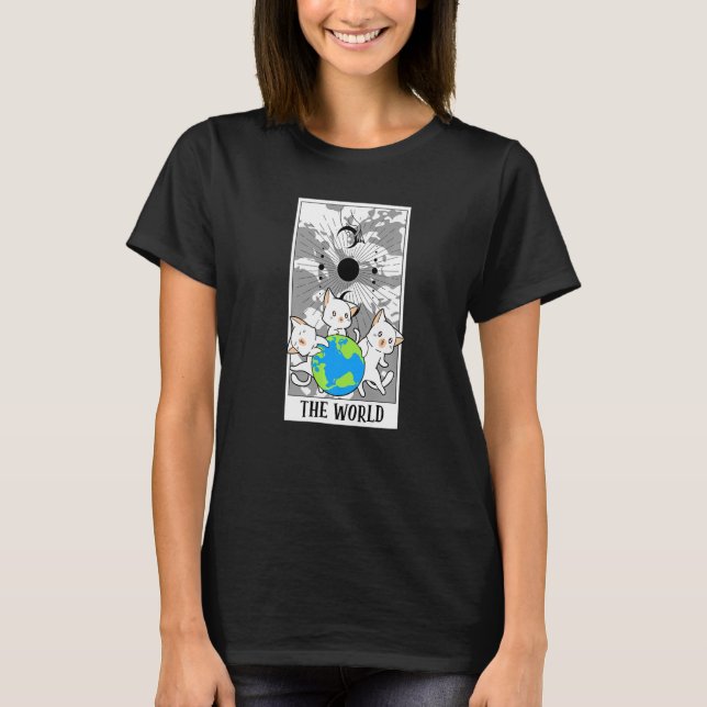 T-shirt World Tarot Card Funny Cat Tarot Card Un Tarot (Devant)