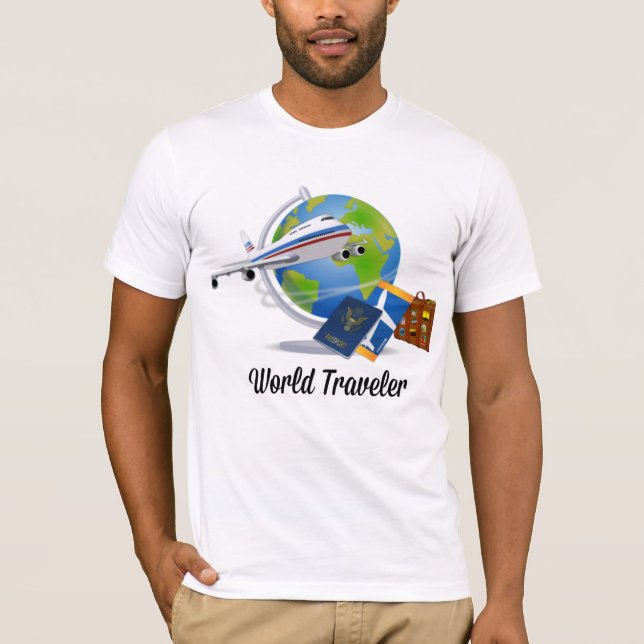 T-shirt World Traveller, emballé et prêt à partir, (Devant)