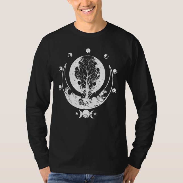 T-shirt World Tree Of Life Moon Phases Astrologie sorcière (Devant)