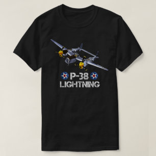 T-shirt World War 2 American P-38 Lightning Fighter Airpla