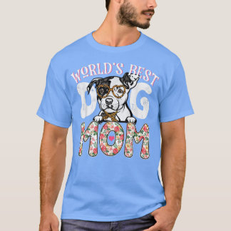 T-shirt World's Best Pit Bull Dog Mom Leopard Funny Mother