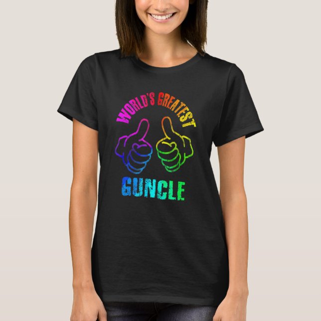 T-shirt World's Greatest Guncle Rainbow Colors DISTRESSED (Devant)
