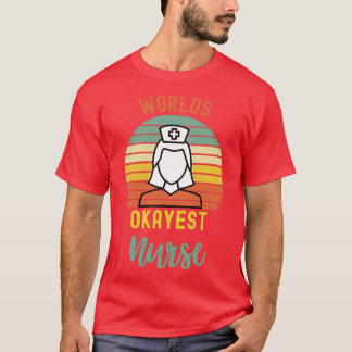 T-shirt Worlds Okayest Nurse Retro Sunset cadeau Vintage p