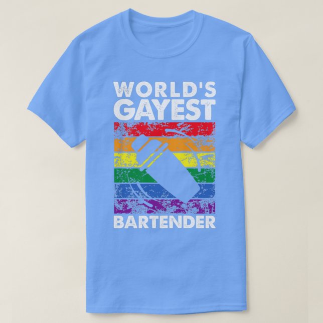 T-shirt Worldx27s Gayest Bartender (Design devant)