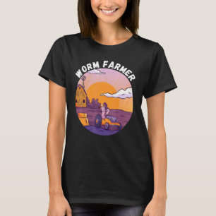 T-shirt Worm Farmer Sky Sunset Farm Grange Vin d'élevage V