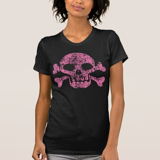 T-shirt Worn Out Skull and Crossbones (Devant)
