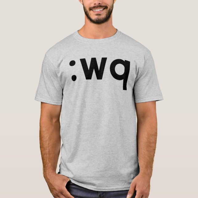 T-shirt : wq - texte noir pour des utilisateurs de Vi/Vim (Devant)