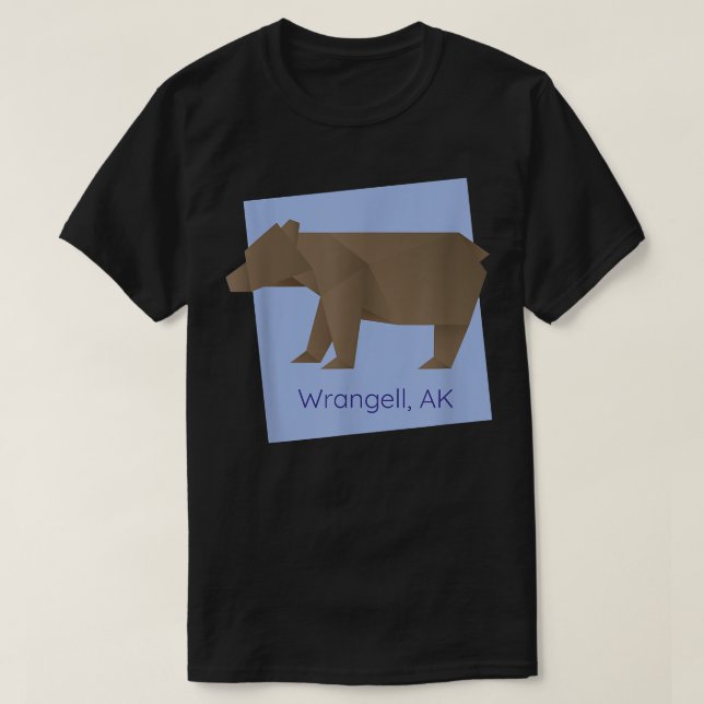 T-shirt Wrangell AK Brown Origami Ours Geometrica Abstrait (Design devant)