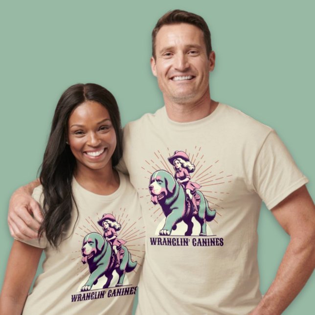T-shirt Wranglin' Canines Funny Cowgirl pour Amoureux de l (Wranglin' Canines Funny Cowgirl for Dog Lovers T-Shirt)