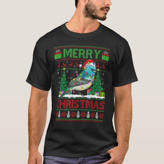 T-shirt Wren Bird   Xmas Tree Ugly Santa Wren Christmas (Devant)