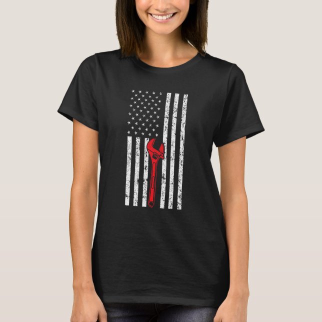 T-shirt Wrench de Drapeau américain (Devant)