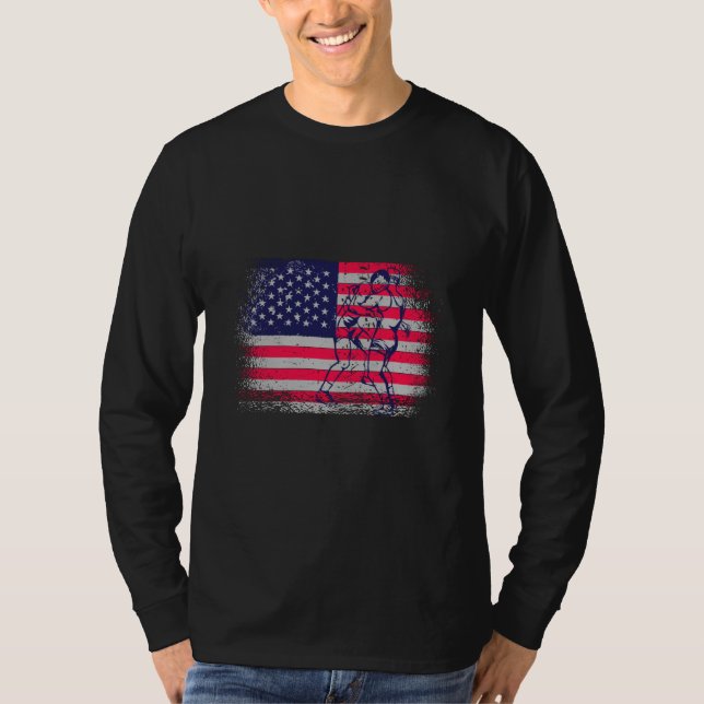 T-shirt Wrestling American USA Flag Wrestling Wrestling Fa (Devant)
