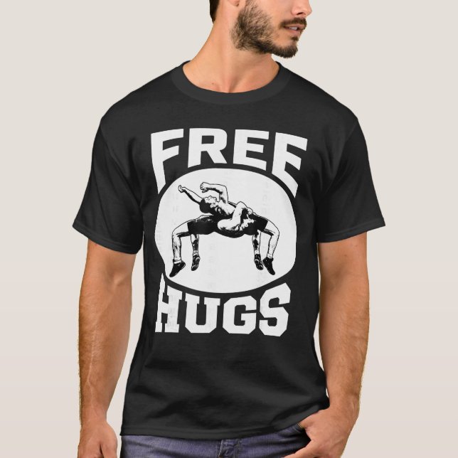 T-shirt Wrestling Funny Free Hugs (Devant)