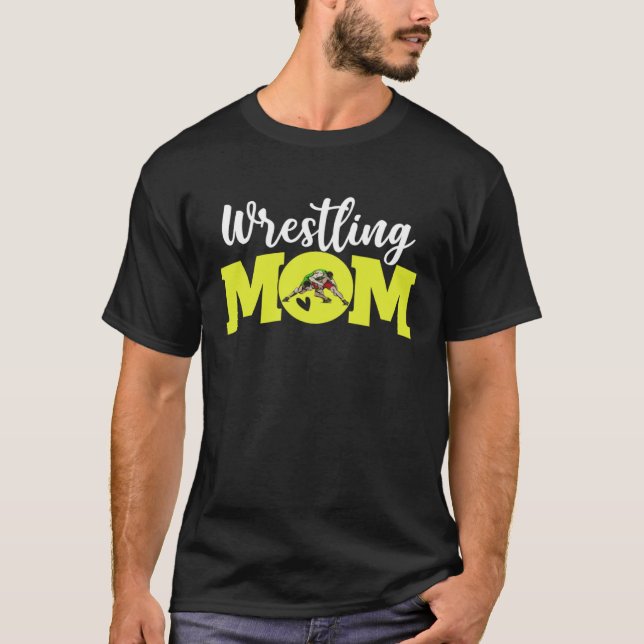 T-shirt Wrestling Mom Cute Letter Print Women Cute Mother' (Devant)