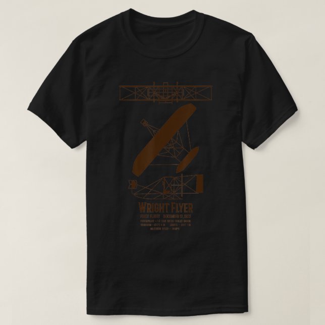 T-shirt Wright Brothers Flyer First Plane Infographie (Design devant)