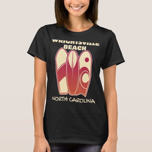 T-shirt WRIGHTSVILLE BEACH Surfing Vintage Surfboards Rétr (Devant)