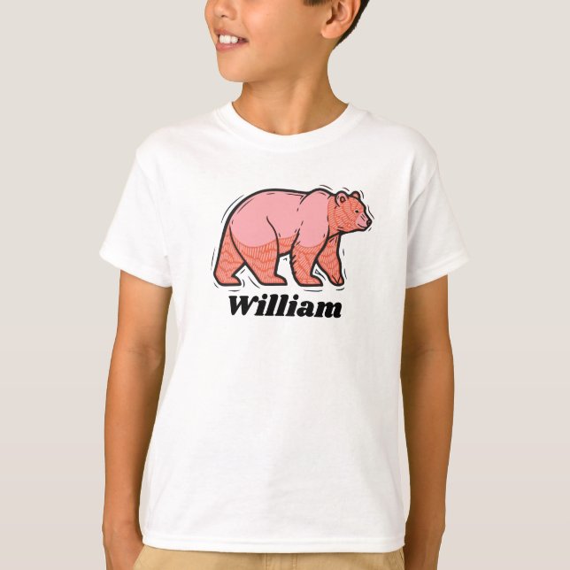 T-shirt Write your name on this pink Bear Pop Art (Devant)