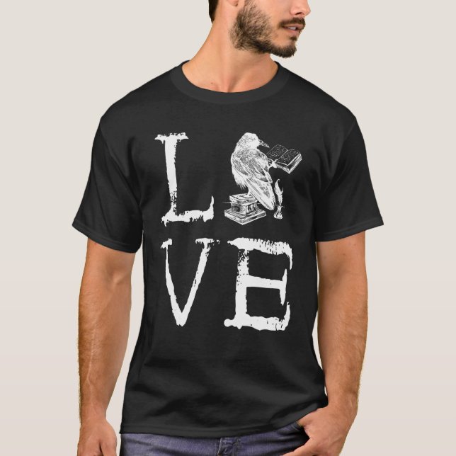 T-shirt Writer Raven Love Book  Reading Novel Writing (Devant)