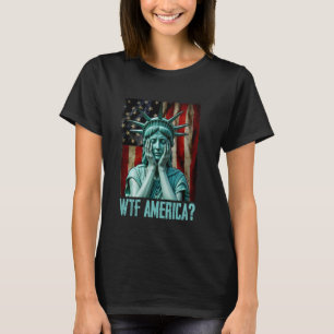 T-shirt WTF Amérique Statue de la Liberté en pleurs en dét