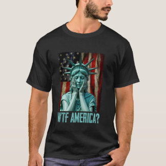 T-shirt WTF Amérique Statue de la Liberté en pleurs en dét
